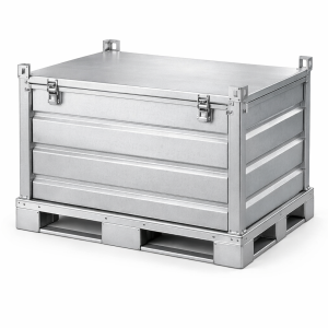 Caisse palette métallique avec couvercle