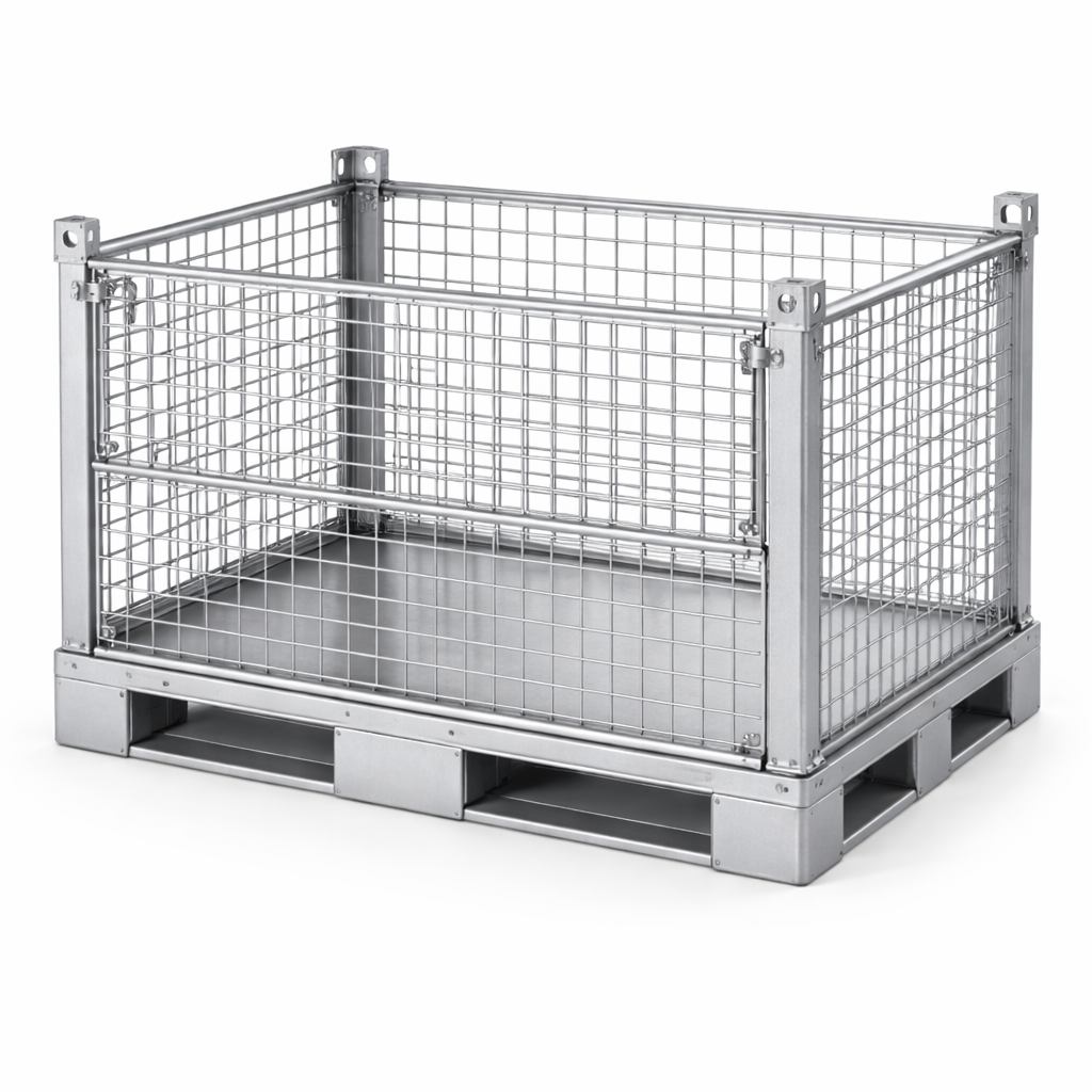 Caisse palette métallique grillagée